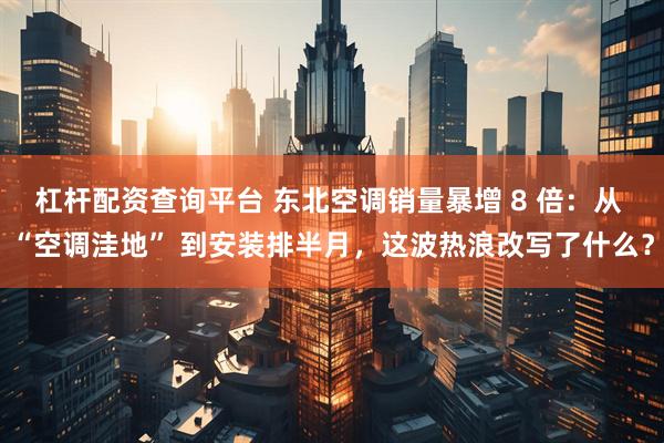 杠杆配资查询平台 东北空调销量暴增 8 倍：从 “空调洼地” 到安装排半月，这波热浪改写了什么？